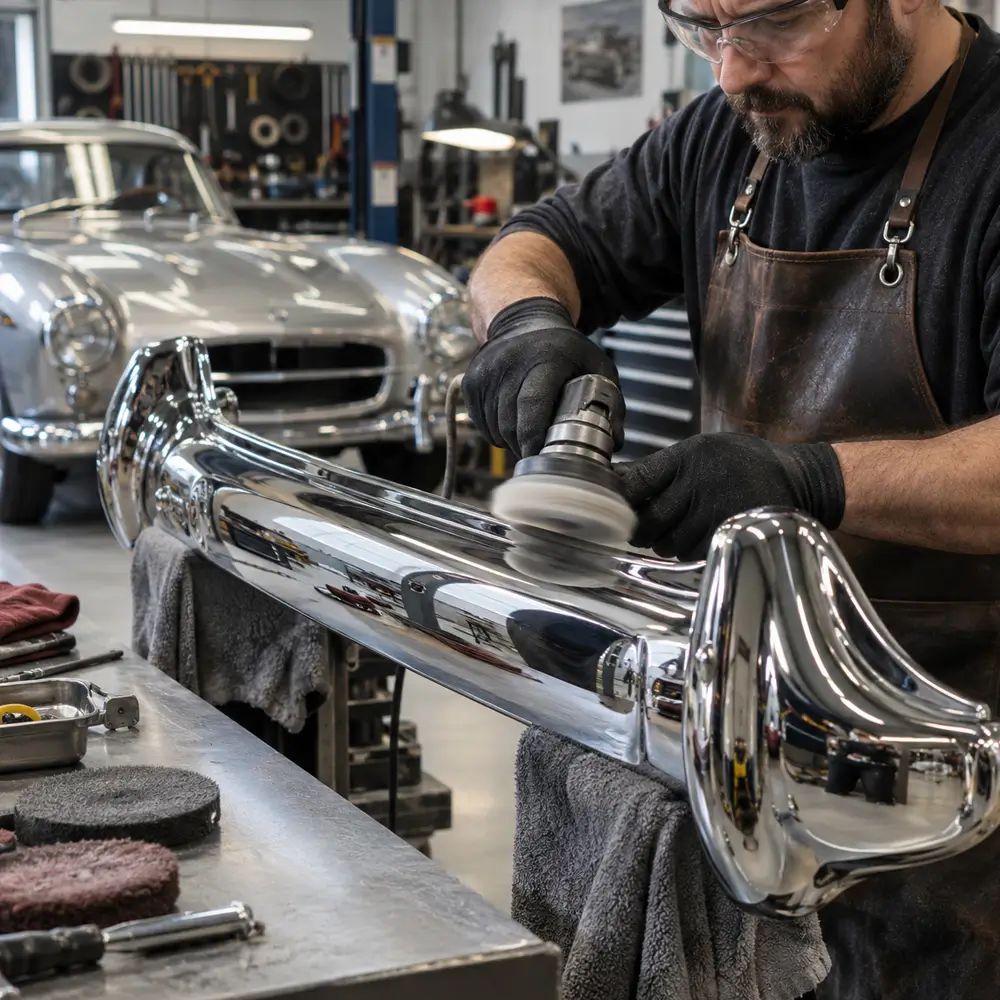 Restored polished chrome automotive component