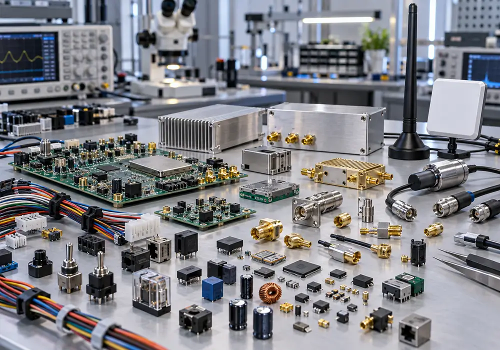Electrical, RF and electronic components with plated finishes