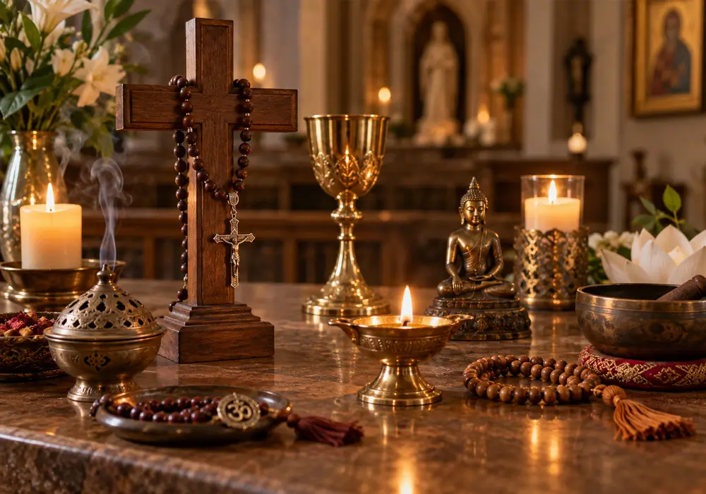 Restored religious and ceremonial metal objects